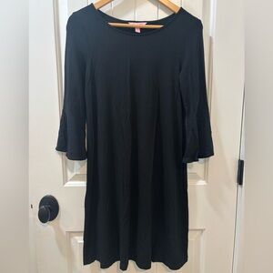 Lilly Pulitzer Ophelia Swing Dress Onyx Black 3/4 Flare Sleeve Size Small
